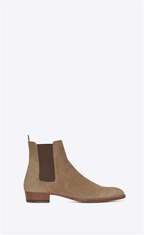 ysl tan suede chelsea boots|saint laurent wyatt Chelsea boots.